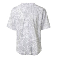Polynesia White Sunday Baseball Jersey Polynesian Pattern With Tropical Flowers LT14 - Polynesian Pride