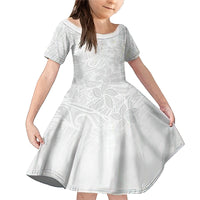 Polynesia White Sunday Family Matching Mermaid Dress and Hawaiian Shirt Polynesian Pattern With Tropical Flowers LT14 Daughter's Dress White - Polynesian Pride