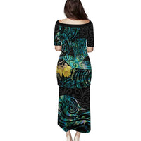 New Zealand Fantail Bird Puletasi Maori Piwakawaka Kowhai - Paua Shell Pattern