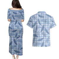 Blue Palaka Hawaii Palapalai Couples Matching Puletasi and Hawaiian Shirt Hawaiian Fern LT14 - Polynesian Pride