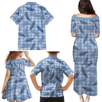 Blue Palaka Hawaii Palapalai Family Matching Puletasi and Hawaiian Shirt Hawaiian Fern - Polynesian Pride