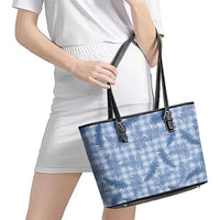 Blue Palaka Hawaii Palapalai Leather Tote Bag Hawaiian Fern LT14 - Polynesian Pride