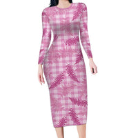 Purple Palaka Hawaii Palapalai Family Matching Long Sleeve Bodycon Dress and Hawaiian Shirt Hawaiian Fern - Polynesian Pride