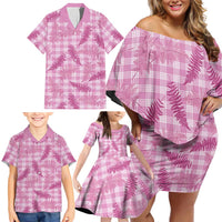 Purple Palaka Hawaii Palapalai Family Matching Off Shoulder Short Dress and Hawaiian Shirt Hawaiian Fern - Polynesian Pride