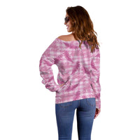 Purple Palaka Hawaii Palapalai Off Shoulder Sweater Hawaiian Fern - Polynesian Pride