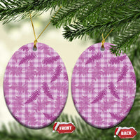 Pink Palaka Hawaii Palapalai Ceramic Ornament Hawaiian Fern LT14 Oval Pink - Polynesian Pride