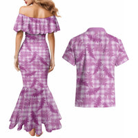Pink Palaka Hawaii Palapalai Couples Matching Mermaid Dress and Hawaiian Shirt Hawaiian Fern - Polynesian Pride