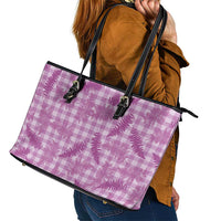 Pink Palaka Hawaii Palapalai Leather Tote Bag Hawaiian Fern - Polynesian Pride