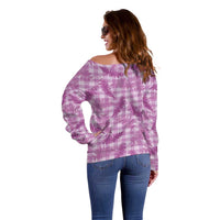 Pink Palaka Hawaii Palapalai Off Shoulder Sweater Hawaiian Fern LT14 - Polynesian Pride