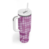 Pink Palaka Hawaii Palapalai Tumbler With Handle Hawaiian Fern - Polynesian Pride