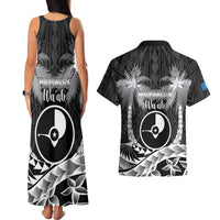 FSM Yap Day Couples Matching Tank Maxi Dress and Hawaiian Shirt 2025 Wa'ab Micronesia Black Color