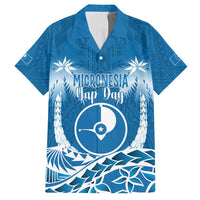 FSM Yap Day Family Matching Off Shoulder Short Dress and Hawaiian Shirt 2025 Wa'ab Micronesia Flag Color