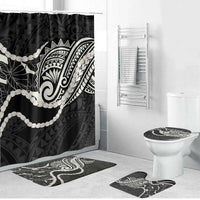 Aloha Hawaii Kalo Pikake Lei Bathroom Set Chest Tattoo Black Hawaiian Pattern LT14 Bathroom Set (4 pcs) Black - Polynesian Pride