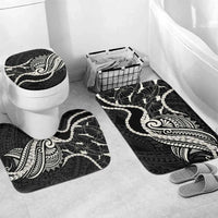 Aloha Hawaii Kalo Pikake Lei Bathroom Set Chest Tattoo Black Hawaiian Pattern LT14 Mat Set Only (3 pcs) One Size Black - Polynesian Pride