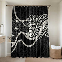 Aloha Hawaii Kalo Pikake Lei Bathroom Set Chest Tattoo Black Hawaiian Pattern LT14 Shower Curtain Only Black - Polynesian Pride