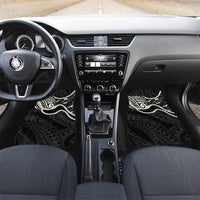 Aloha Hawaii Kalo Pikake Lei Car Mats Chest Tattoo Black Hawaiian Pattern LT14 Set 2pcs - Front Black - Polynesian Pride