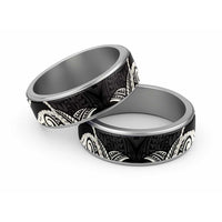 Aloha Hawaii Kalo Pikake Lei Classic Ring Chest Tattoo Black Hawaiian Pattern