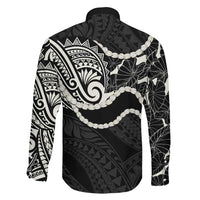Aloha Hawaii Kalo Pikake Lei Family Matching Mermaid Dress and Hawaiian Shirt Chest Tattoo Black Hawaiian Pattern