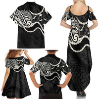 Aloha Hawaii Kalo Pikake Lei Family Matching Summer Maxi Dress and Hawaiian Shirt Chest Tattoo Black Hawaiian Pattern