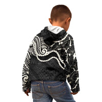 Aloha Hawaii Kalo Pikake Lei Kid Hoodie Chest Tattoo Black Hawaiian Pattern