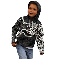 Aloha Hawaii Kalo Pikake Lei Kid Hoodie Chest Tattoo Black Hawaiian Pattern
