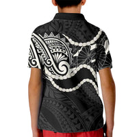 Aloha Hawaii Kalo Pikake Lei Kid Polo Shirt Chest Tattoo Black Hawaiian Pattern