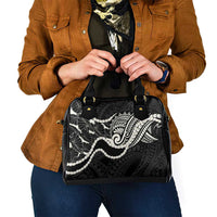 Aloha Hawaii Kalo Pikake Lei Shoulder Handbag Chest Tattoo Black Hawaiian Pattern