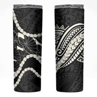 Aloha Hawaii Kalo Pikake Lei Skinny Tumbler Chest Tattoo Black Hawaiian Pattern