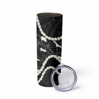 Aloha Hawaii Kalo Pikake Lei Skinny Tumbler Chest Tattoo Black Hawaiian Pattern