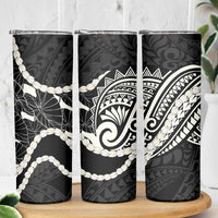 Aloha Hawaii Kalo Pikake Lei Skinny Tumbler Chest Tattoo Black Hawaiian Pattern