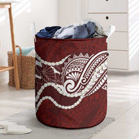 Aloha Hawaii Kalo Pikake Lei Laundry Basket Chest Tattoo Oxblood Hawaiian Pattern