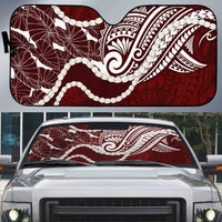 Aloha Hawaii Kalo Pikake Lei Auto Sun Shade Chest Tattoo Oxblood Hawaiian Pattern