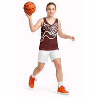 Aloha Hawaii Kalo Pikake Lei Basketball Jersey Chest Tattoo Oxblood Hawaiian Pattern LT14 - Polynesian Pride