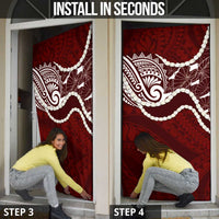 Aloha Hawaii Kalo Pikake Lei Door Cover Chest Tattoo Oxblood Hawaiian Pattern LT14 - Polynesian Pride