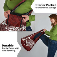 Aloha Hawaii Kalo Pikake Lei Grocery Bag Chest Tattoo Oxblood Hawaiian Pattern