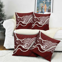 Aloha Hawaii Kalo Pikake Lei Pillow Cover Chest Tattoo Oxblood Hawaiian Pattern