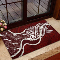 Aloha Hawaii Kalo Pikake Lei Rubber Doormat Chest Tattoo Oxblood Hawaiian Pattern