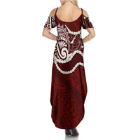 Aloha Hawaii Kalo Pikake Lei Summer Maxi Dress Chest Tattoo Oxblood Hawaiian Pattern LT14 - Polynesian Pride
