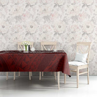 Aloha Hawaii Kalo Pikake Lei Tablecloth Chest Tattoo Oxblood Hawaiian Pattern