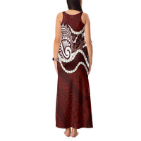Aloha Hawaii Kalo Pikake Lei Tank Maxi Dress Chest Tattoo Oxblood Hawaiian Pattern