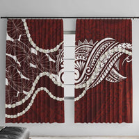 Aloha Hawaii Kalo Pikake Lei Window Curtain Chest Tattoo Oxblood Hawaiian Pattern