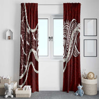 Aloha Hawaii Kalo Pikake Lei Window Curtain Chest Tattoo Oxblood Hawaiian Pattern