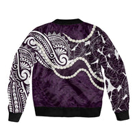 Aloha Hawaii Kalo Pikake Lei Bomber Jacket Chest Tattoo Purple Hawaiian Pattern LT14 - Polynesian Pride