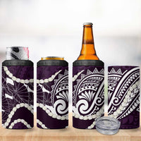 Aloha Hawaii Kalo Pikake Lei 4 in 1 Can Cooler Tumbler Chest Tattoo Purple Hawaiian Pattern