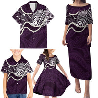 Aloha Hawaii Kalo Pikake Lei Family Matching Puletasi and Hawaiian Shirt Chest Tattoo Purple Hawaiian Pattern