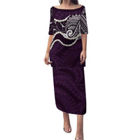 Aloha Hawaii Kalo Pikake Lei Family Matching Puletasi and Hawaiian Shirt Chest Tattoo Purple Hawaiian Pattern