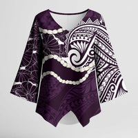 Aloha Hawaii Kalo Pikake Lei Kimono Sleeve Blouse Chest Tattoo Purple Hawaiian Pattern