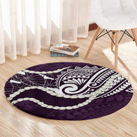 Aloha Hawaii Kalo Pikake Lei Round Carpet Chest Tattoo Purple Hawaiian Pattern
