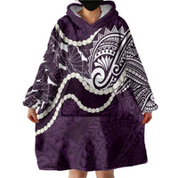 Aloha Hawaii Kalo Pikake Lei Wearable Blanket Hoodie Chest Tattoo Purple Hawaiian Pattern LT14 - Polynesian Pride