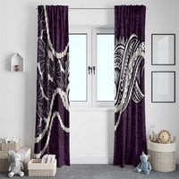 Aloha Hawaii Kalo Pikake Lei Window Curtain Chest Tattoo Purple Hawaiian Pattern
